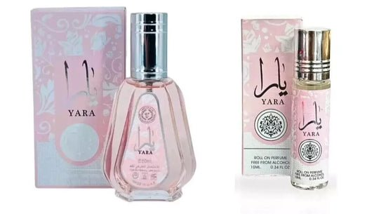 Yara | 2 Perfume Set | 10ml Roll-on + 50ml Spray | Eau De Parfum |  Lattafa